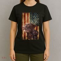 Retro Chocolate Lab With Usa Flag Gift Chocolate Lab Dad Mom T-Shirt thumb 4