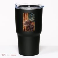 Retro Chocolate Lab With Usa Flag Gift Chocolate Lab Dad Mom Tumbler thumb 0
