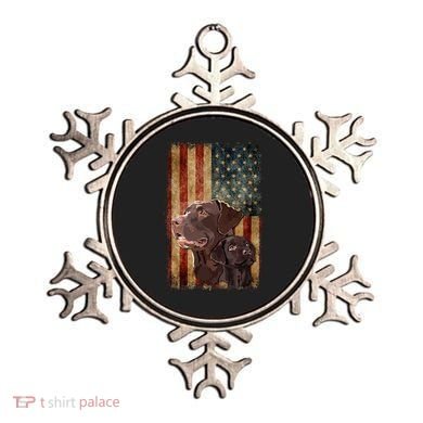 Retro Chocolate Lab With Usa Flag Gift Chocolate Lab Dad Mom Ornament