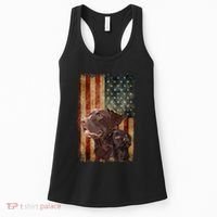 Retro Chocolate Lab With Usa Flag Gift Chocolate Lab Dad Mom Women's Tank Top thumb 0