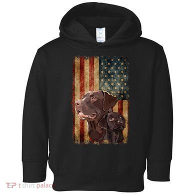 Retro Chocolate Lab With Usa Flag Gift Chocolate Lab Dad Mom Toddler Hoodie