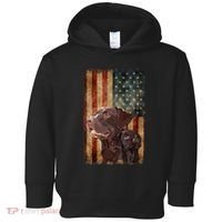 Retro Chocolate Lab With Usa Flag Gift Chocolate Lab Dad Mom Toddler Hoodie thumb 0