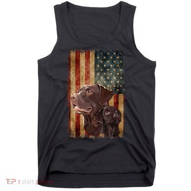 Retro Chocolate Lab With Usa Flag Gift Chocolate Lab Dad Mom Tank Top