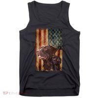 Retro Chocolate Lab With Usa Flag Gift Chocolate Lab Dad Mom Tank Top thumb 0