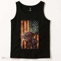 Retro Chocolate Lab With Usa Flag Gift Chocolate Lab Dad Mom Tank Top thumb 2