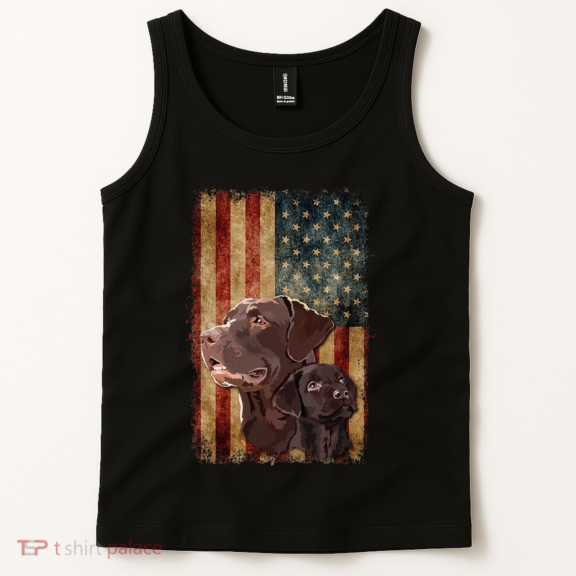 Retro Chocolate Lab With Usa Flag Gift Chocolate Lab Dad Mom Tank Top