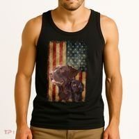 Retro Chocolate Lab With Usa Flag Gift Chocolate Lab Dad Mom Tank Top thumb 3