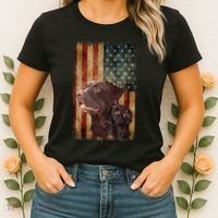 Retro Chocolate Lab With Usa Flag Gift Chocolate Lab Dad Mom Women's T-Shirt thumb 2