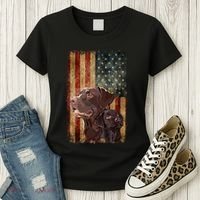 Retro Chocolate Lab With Usa Flag Gift Chocolate Lab Dad Mom Women's T-Shirt thumb 3