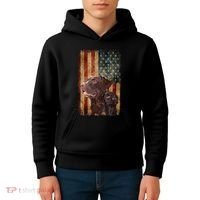 Retro Chocolate Lab With Usa Flag Gift Chocolate Lab Dad Mom Kids Hoodie thumb 4