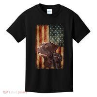 Retro Chocolate Lab With Usa Flag Gift Chocolate Lab Dad Mom Kids T-Shirt thumb 0