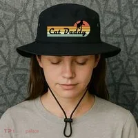 Retro Cat Lovers Cat Daddy Bucket Hat thumb 3