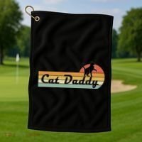 Retro Cat Lovers Cat Daddy Golf Towel thumb 1