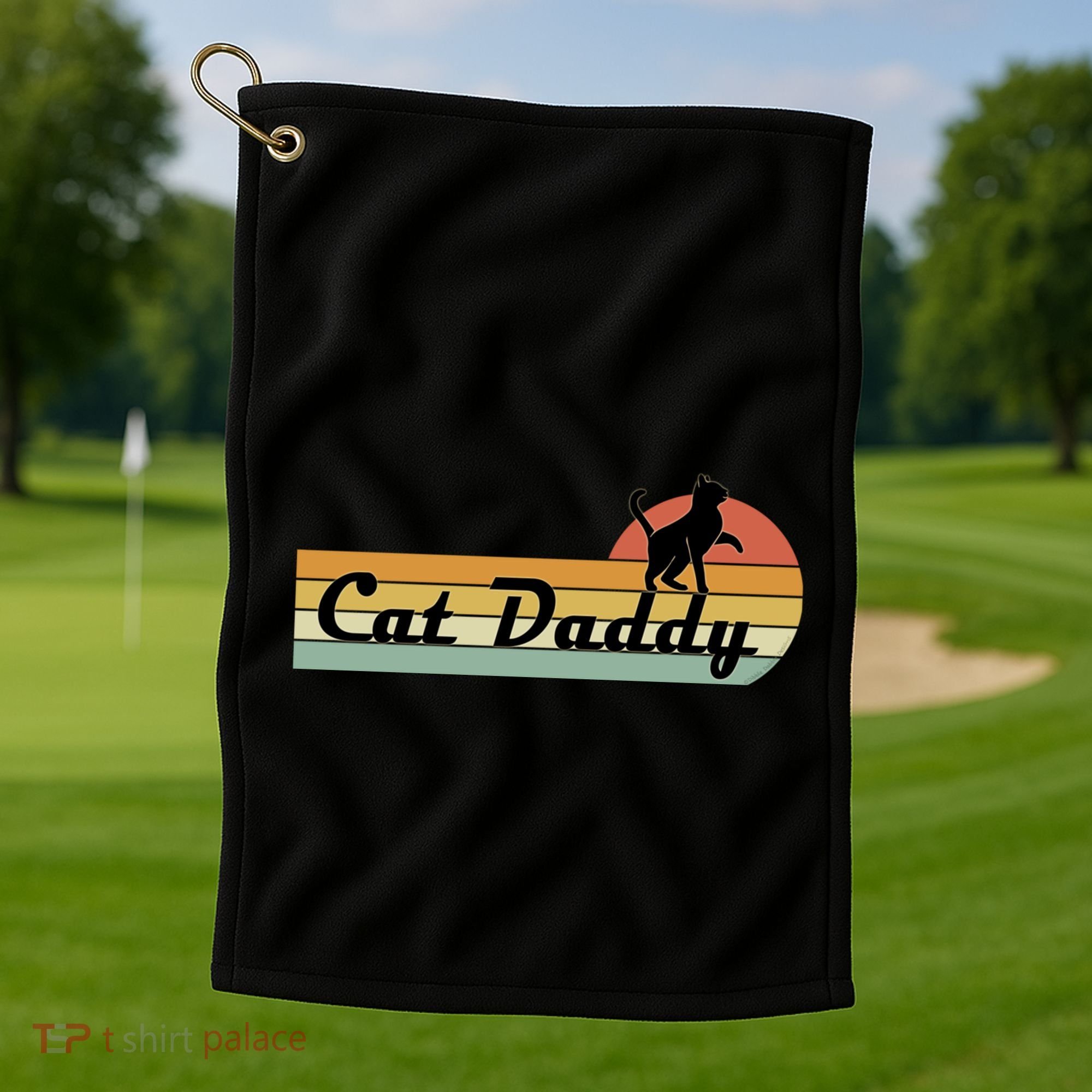 Retro Cat Lovers Cat Daddy Golf Towel