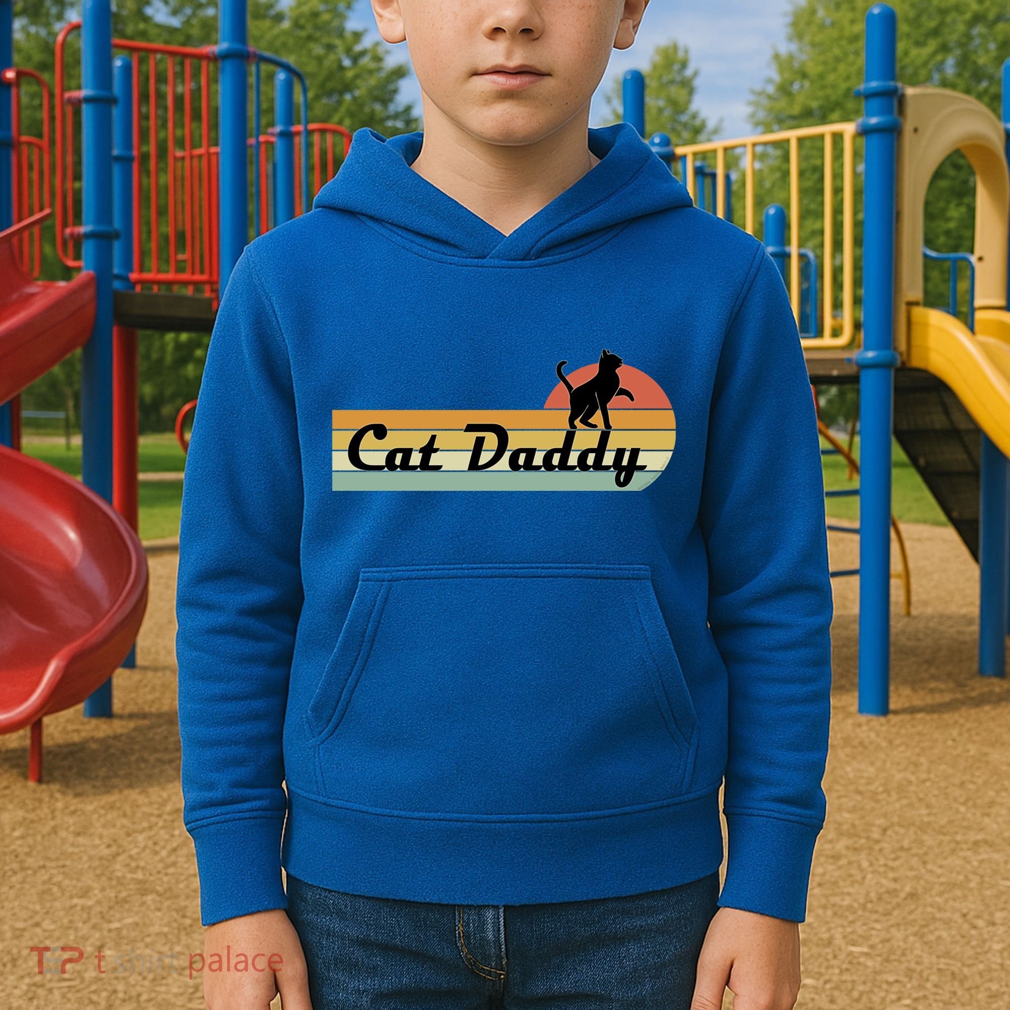 Retro Cat Lovers Cat Daddy Kids Hoodie