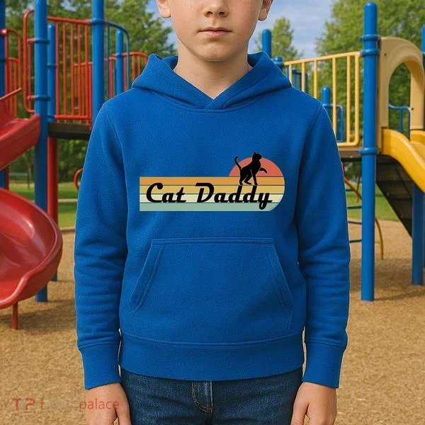 Retro Cat Lovers Cat Daddy Kids Hoodie