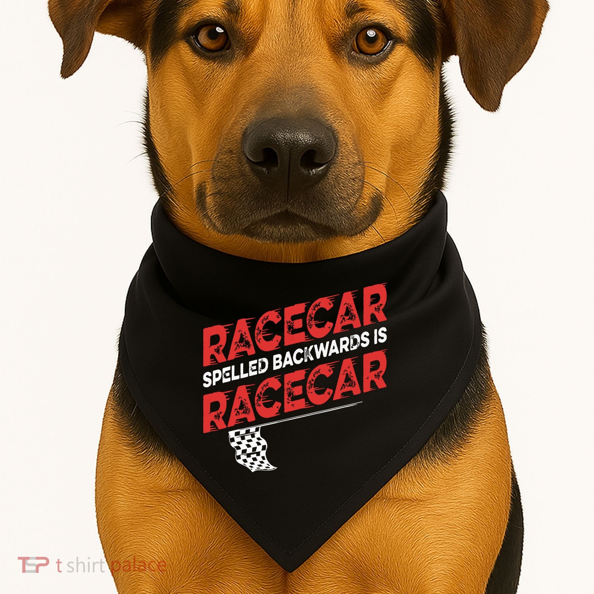 Race Car Lovers Car Racing Apparel Racecar Spelled Backwards USA-Made Doggie Bandana