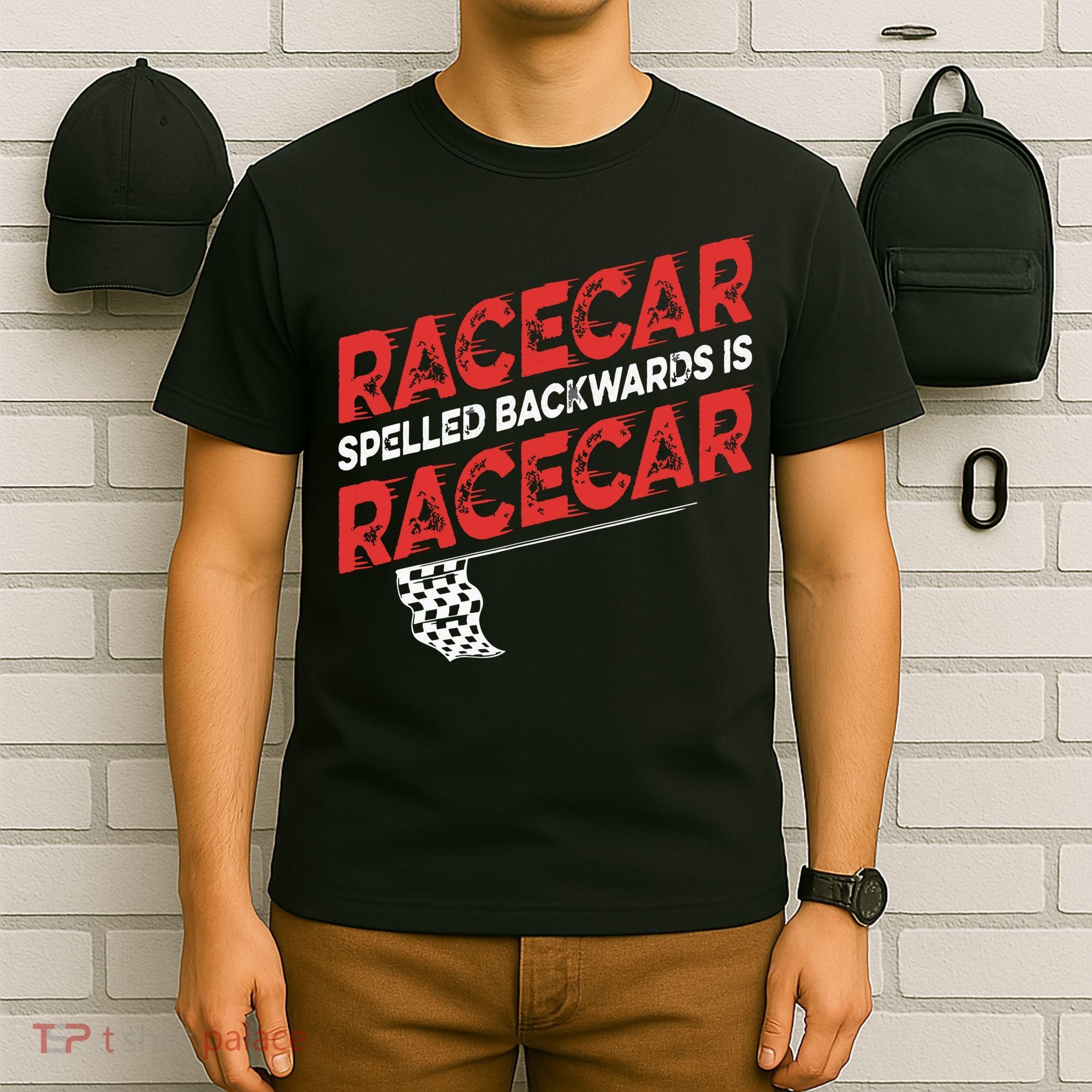 Race Car Lovers Car Racing Apparel Racecar Spelled Backwards T-Shirt