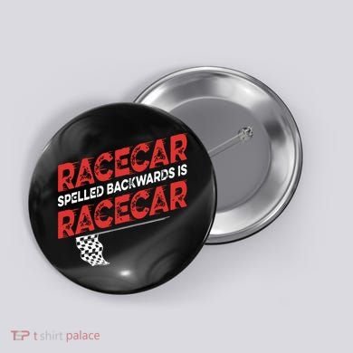 Race Car Lovers Car Racing Apparel Racecar Spelled Backwards Button