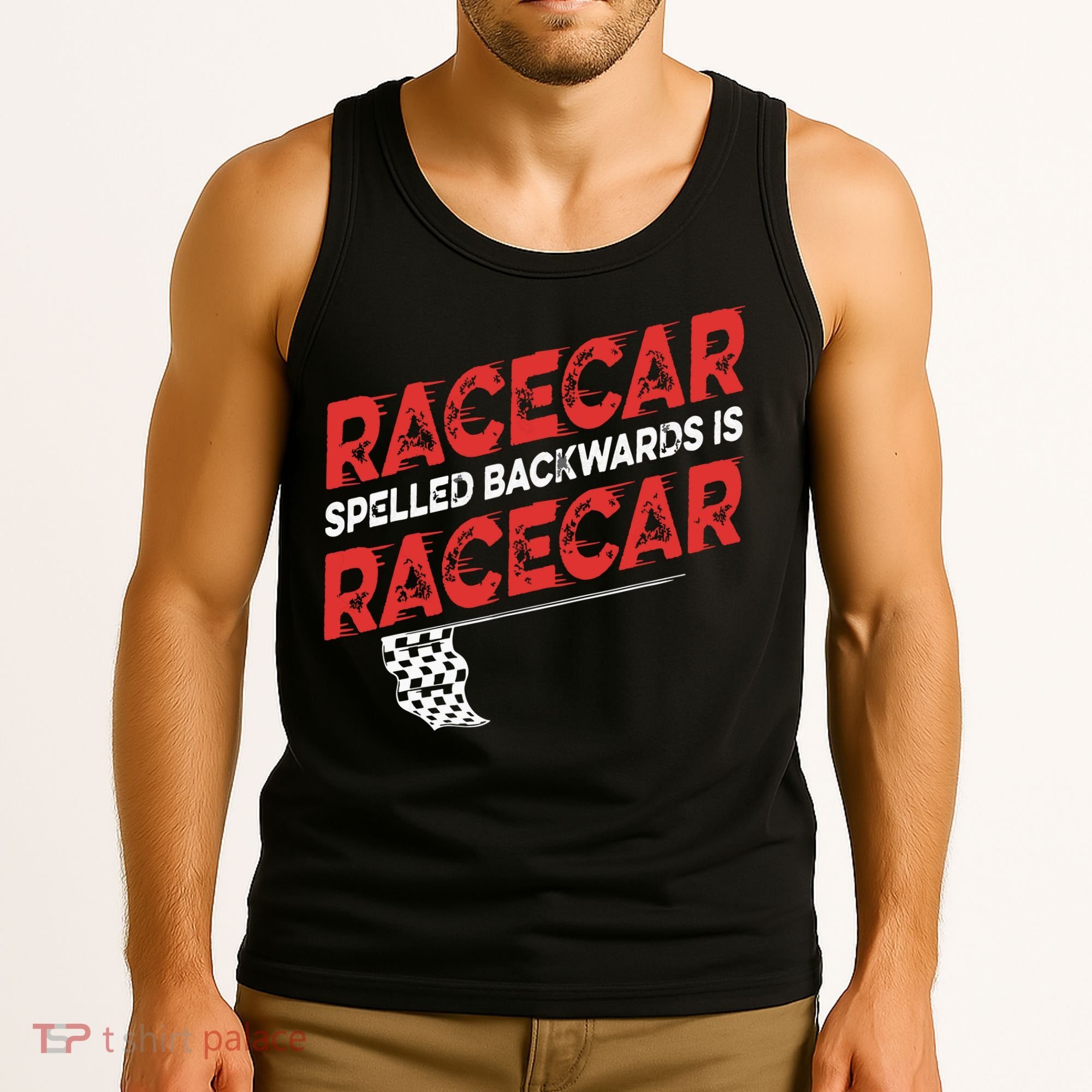 Race Car Lovers Car Racing Apparel Racecar Spelled Backwards Tank Top