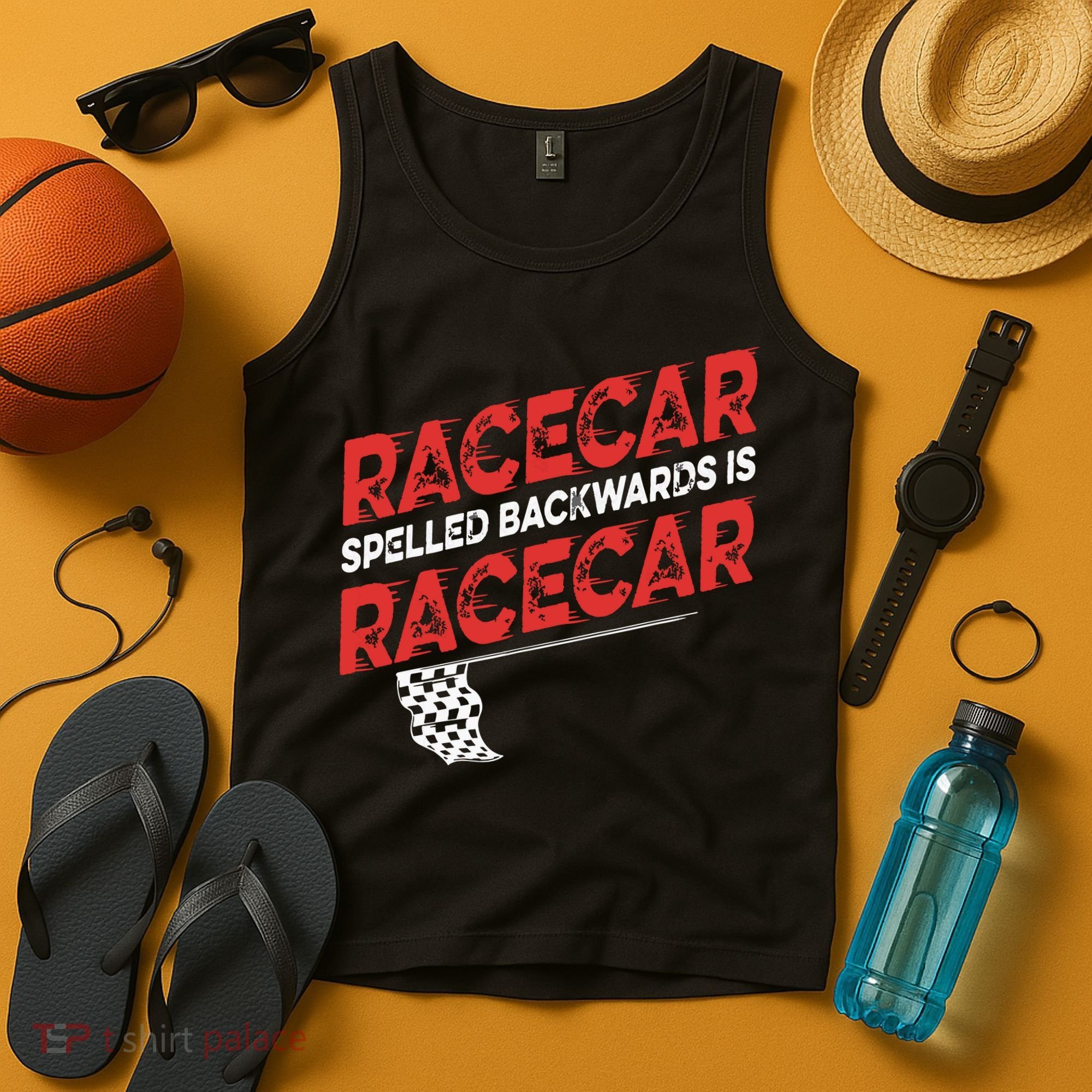 Race Car Lovers Car Racing Apparel Racecar Spelled Backwards Tank Top