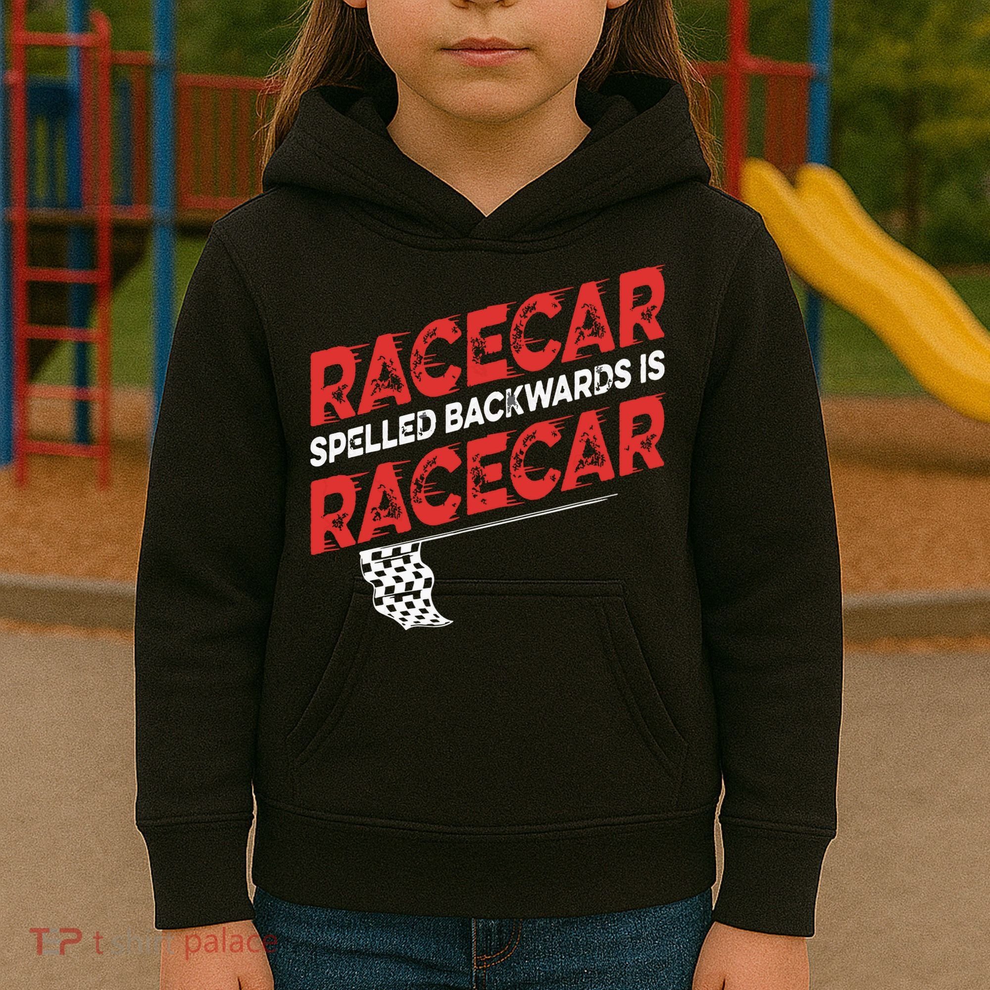 Race Car Lovers Car Racing Apparel Racecar Spelled Backwards Kids Hoodie