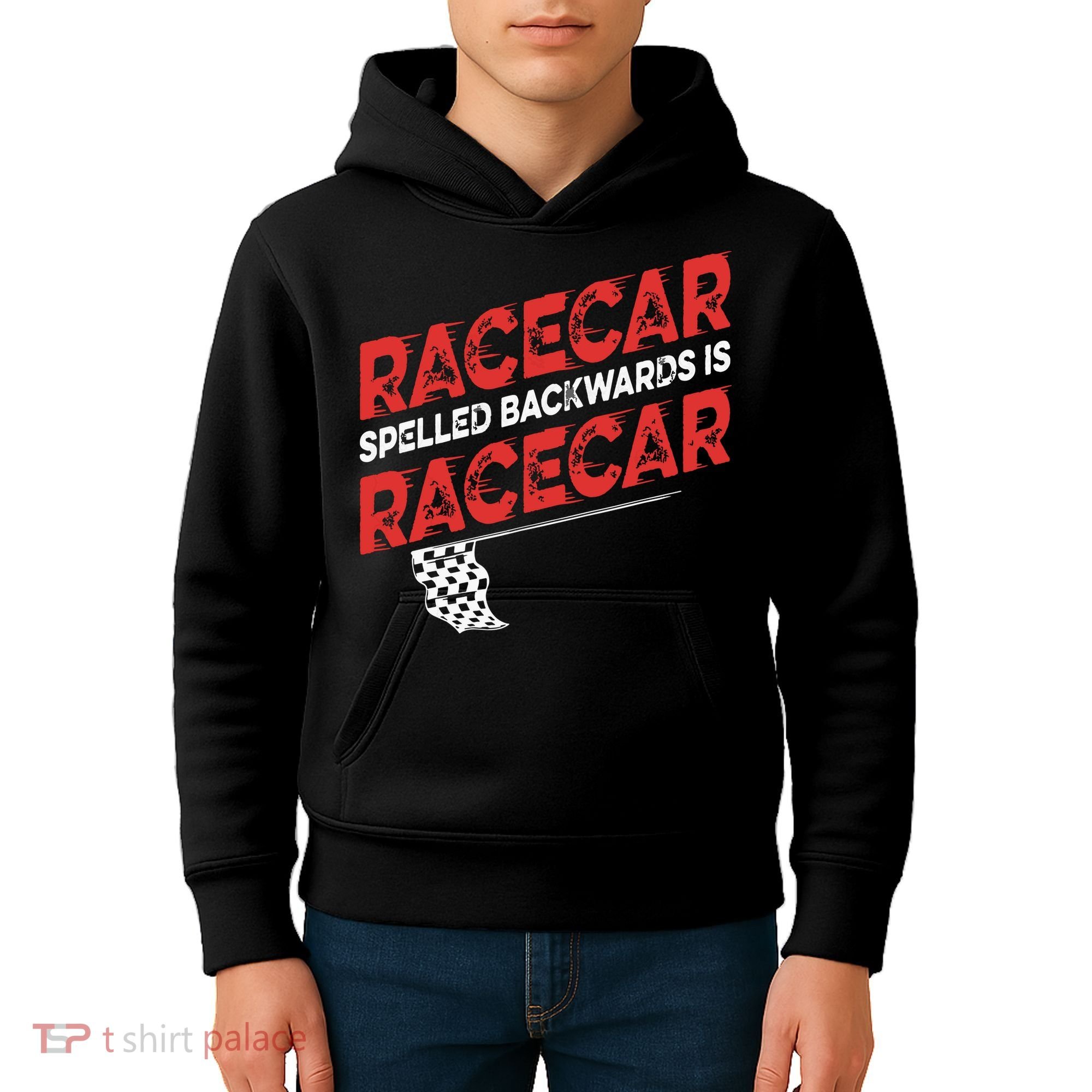 Race Car Lovers Car Racing Apparel Racecar Spelled Backwards Kids Hoodie