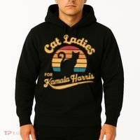 Retro Cat Ladies For Kamala Hoodie thumb 2