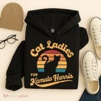 Retro Cat Ladies For Kamala Hoodie thumb 4