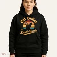 Retro Cat Ladies For Kamala Hoodie thumb 5