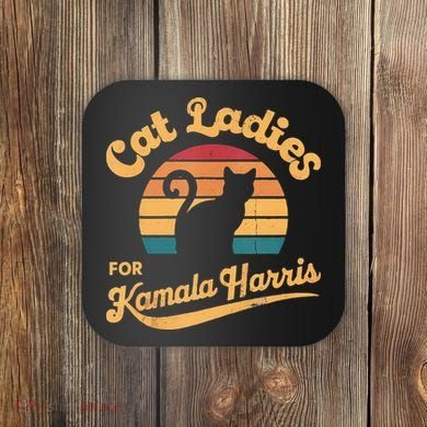 Retro Cat Ladies For Kamala Coaster