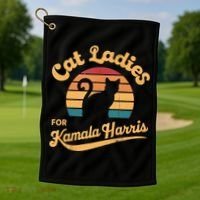 Retro Cat Ladies For Kamala Golf Towel thumb 1