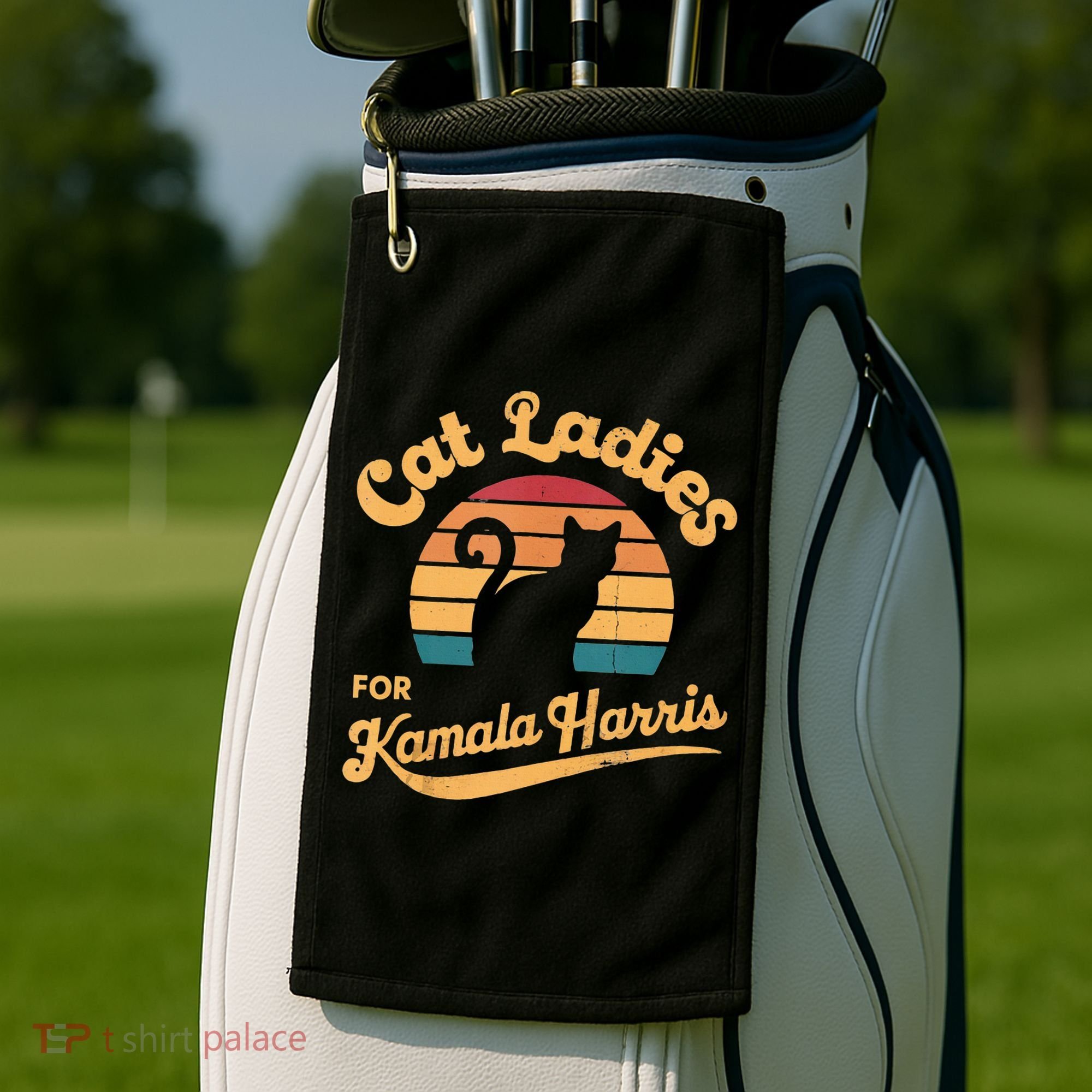 Retro Cat Ladies For Kamala Golf Towel