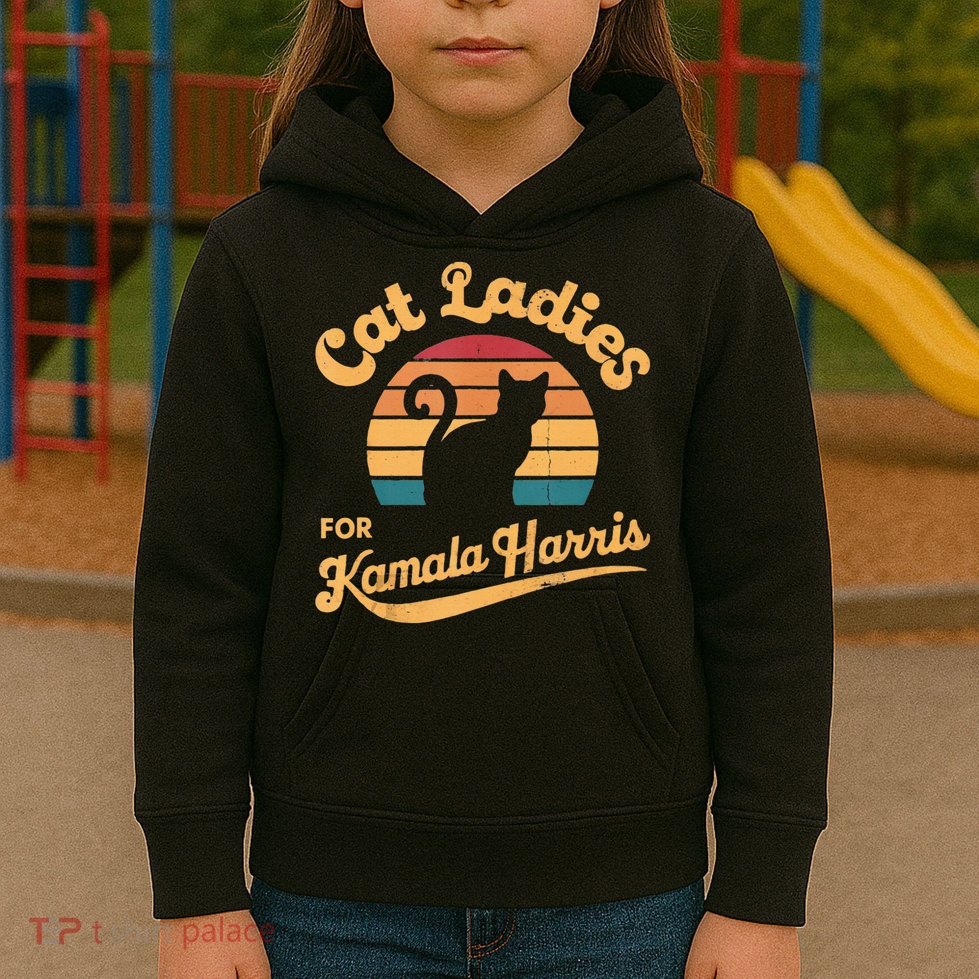 Retro Cat Ladies For Kamala Kids Hoodie