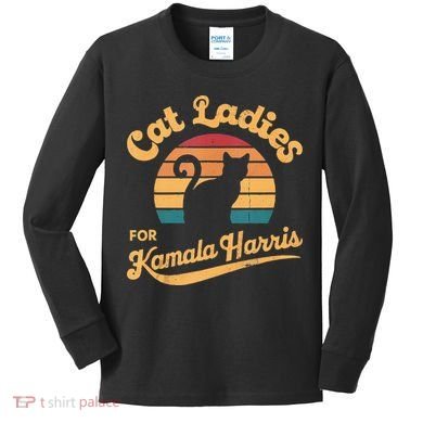 Retro Cat Ladies For Kamala Kids Long Sleeve Shirt