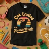 Retro Cat Ladies For Kamala Kids T-Shirt thumb 3
