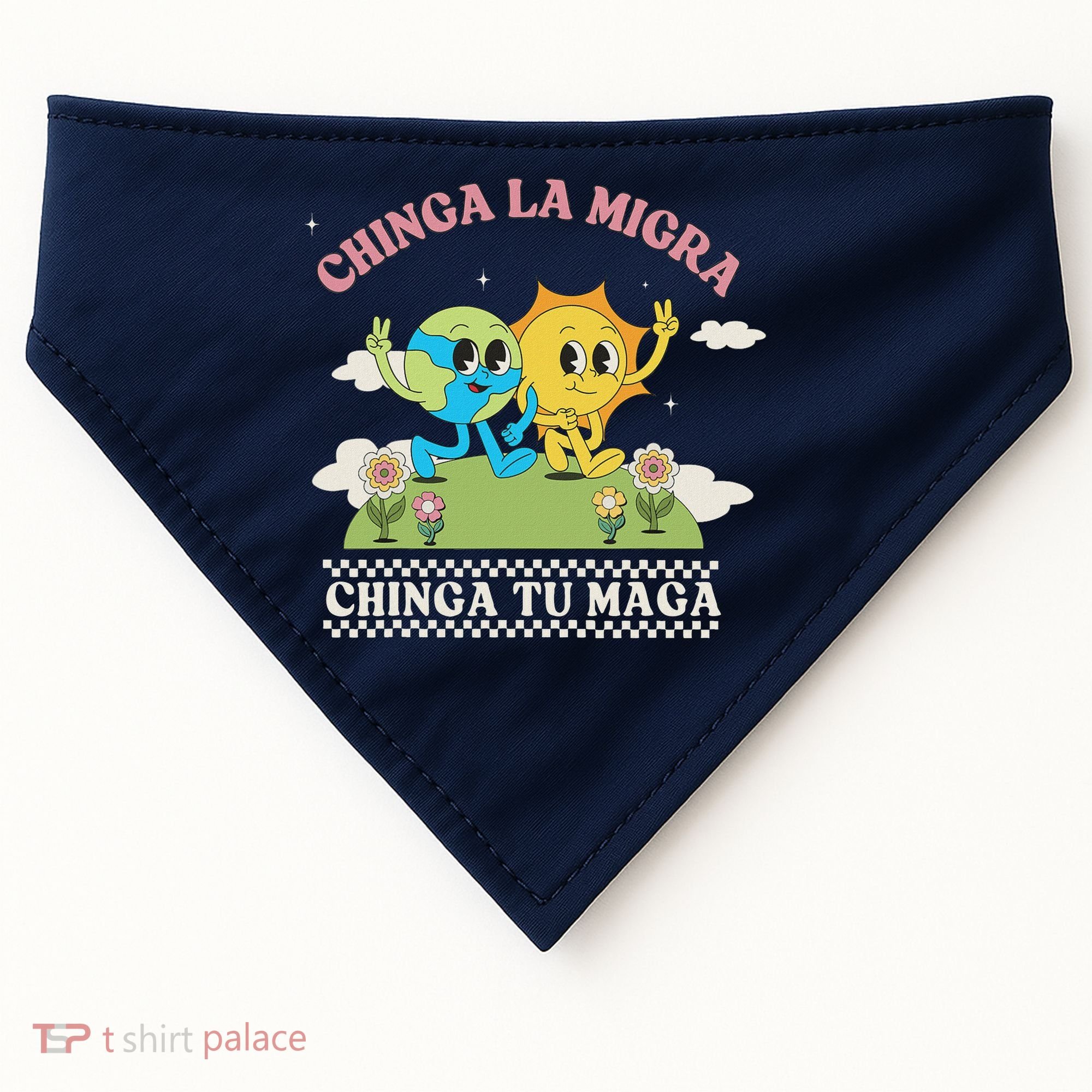 Retro Chinga La Migra Chinga Tu Maga USA-Made Doggie Bandana