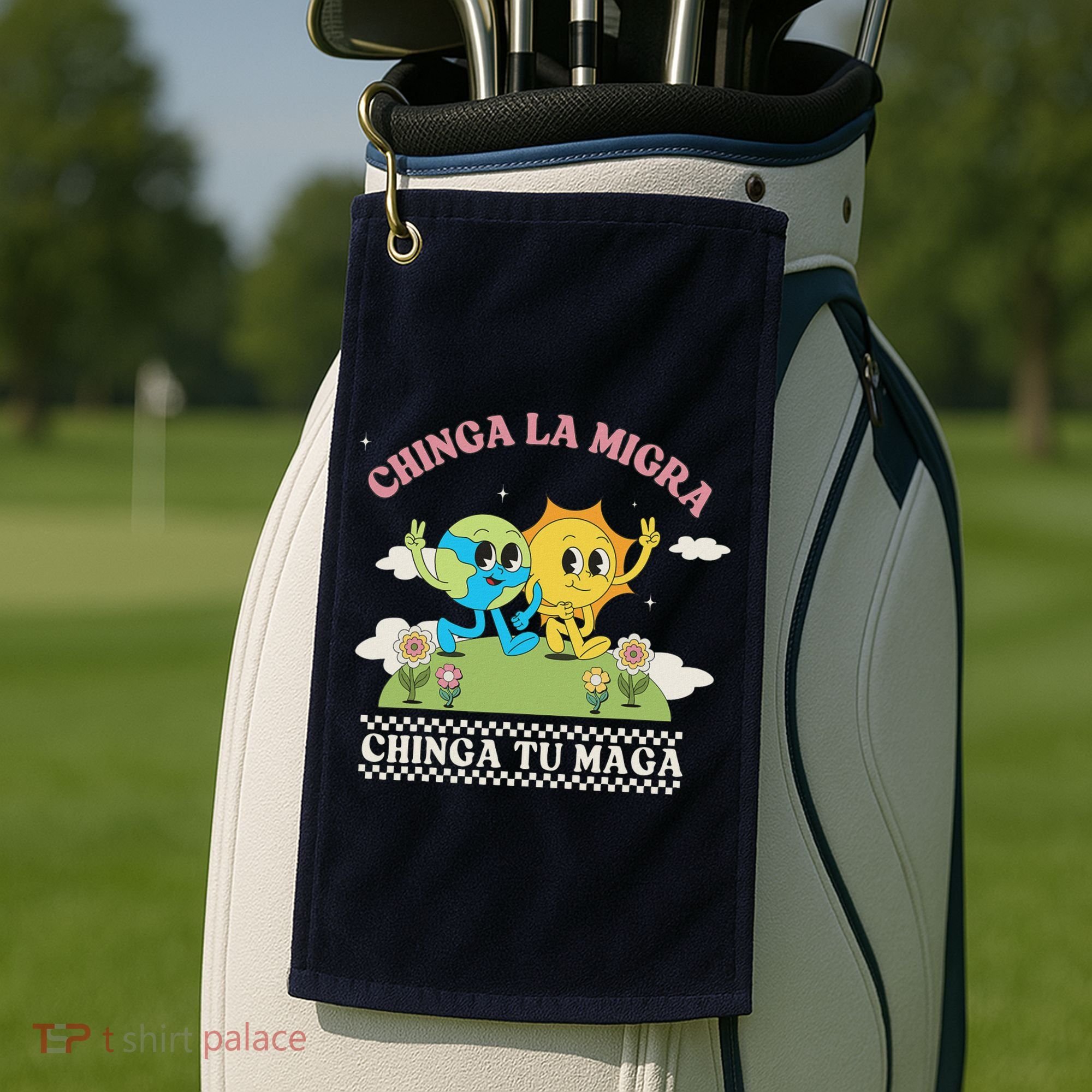 Retro Chinga La Migra Chinga Tu Maga Golf Towel