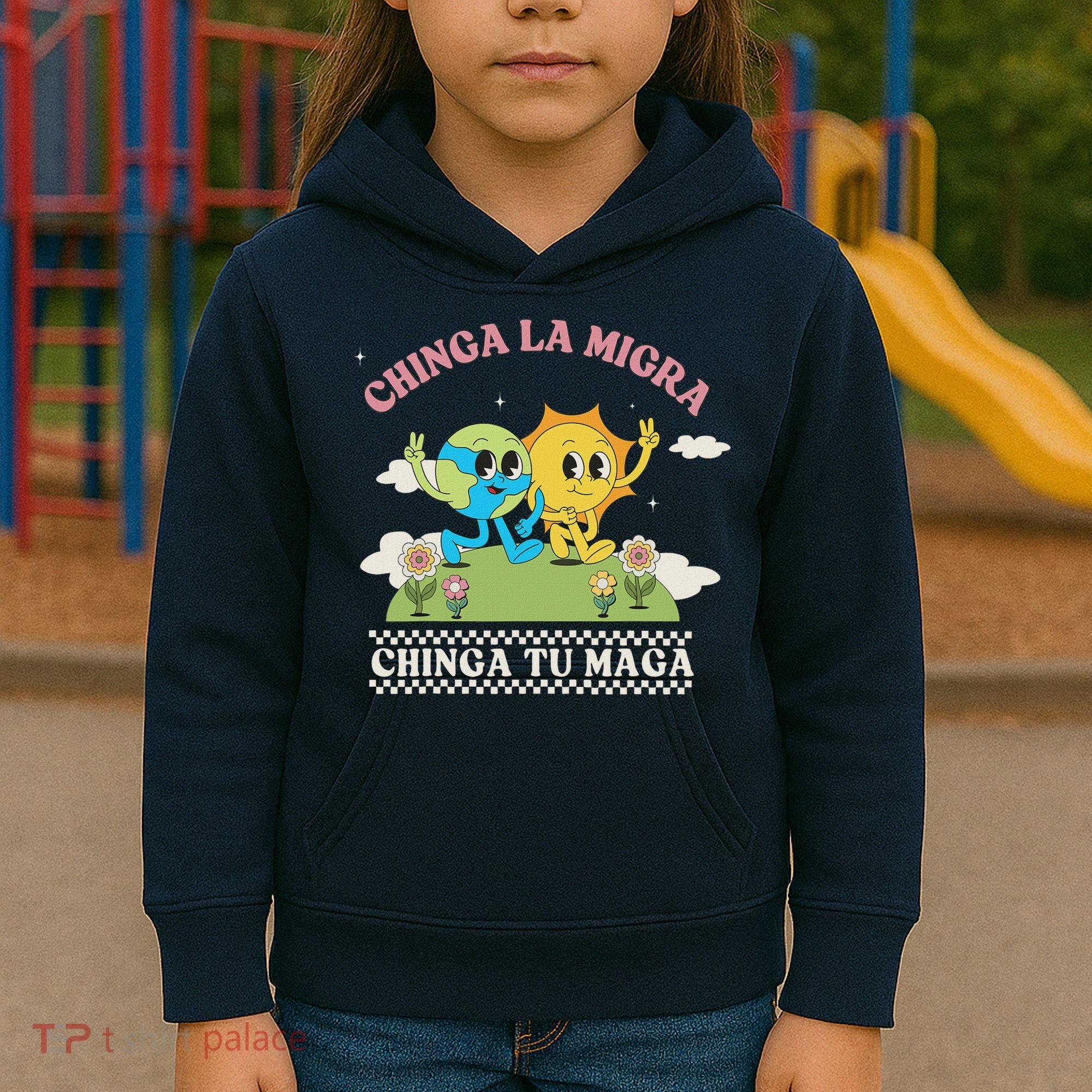 Retro Chinga La Migra Chinga Tu Maga Kids Hoodie