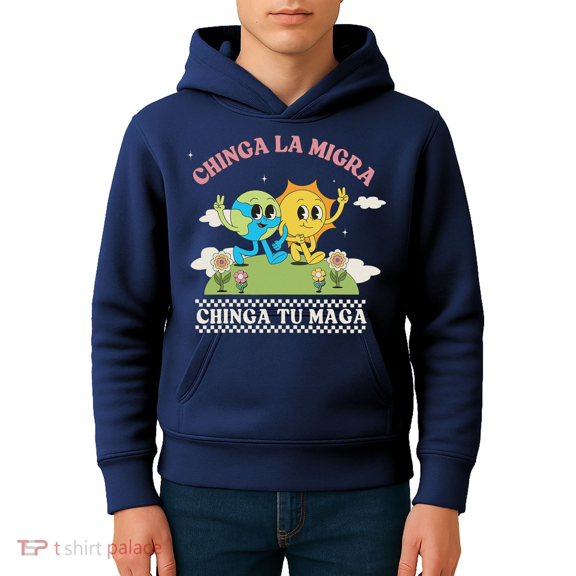 Retro Chinga La Migra Chinga Tu Maga Kids Hoodie