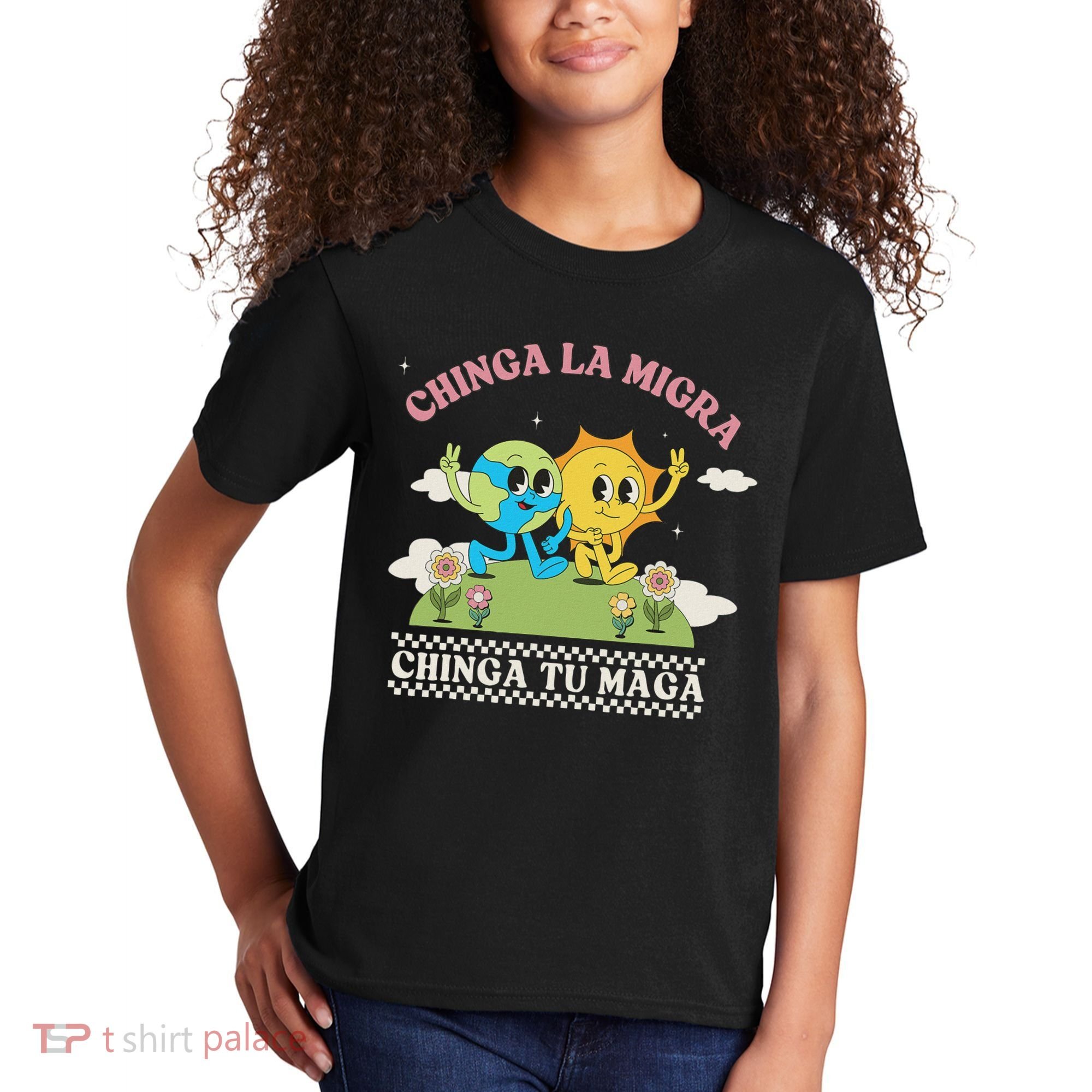 Retro Chinga La Migra Chinga Tu Maga Kids T-Shirt