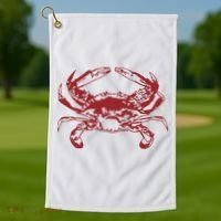 Red Crab, Love Red Crab Golf Towel thumb 1