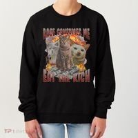 Rage Consumes Me Eat The Rich Feminist Funny Cat Meme Women's Sweatshirt thumb 0