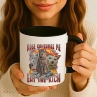 Rage Consumes Me Eat The Rich Feminist Funny Cat Meme Coffee Mug thumb 3