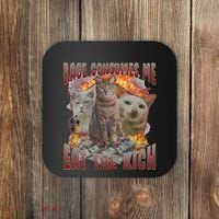 Rage Consumes Me Eat The Rich Feminist Funny Cat Meme Coaster thumb 0