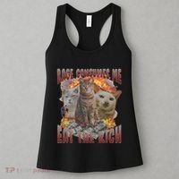 Rage Consumes Me Eat The Rich Feminist Funny Cat Meme Women's Tank Top thumb 3