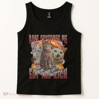 Rage Consumes Me Eat The Rich Feminist Funny Cat Meme Tank Top thumb 2