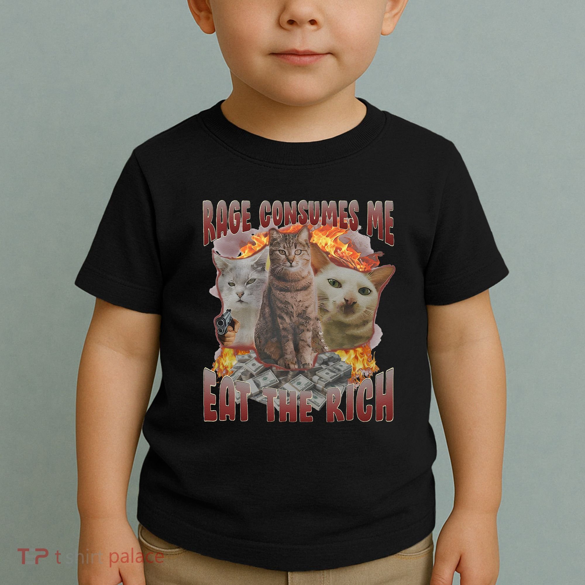 Rage Consumes Me Eat The Rich Feminist Funny Cat Meme Toddler T-Shirt