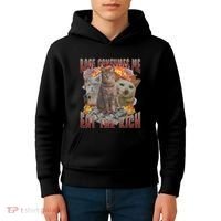 Rage Consumes Me Eat The Rich Feminist Funny Cat Meme Kids Hoodie thumb 4