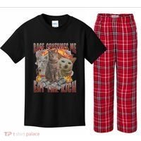 Rage Consumes Me Eat The Rich Feminist Funny Cat Meme Kids Plaid Pajama Set thumb 0